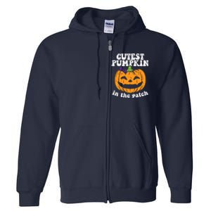 Cutest Pumpkin In The Patch Cute Halloween Girl Full Zip Hoodie