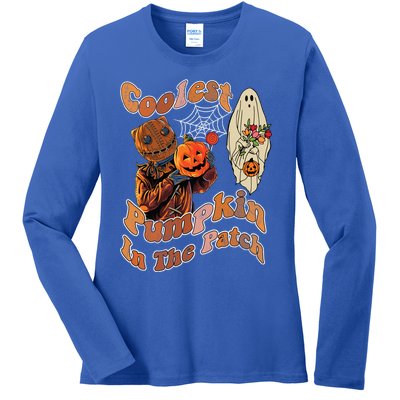 Coolest Pumpkin In The Patch Floral Ghost Funny Gift Ladies Long Sleeve Shirt