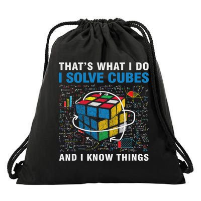 Competitive Puzzle I Solve Cubes And I Know Thing Cubing Drawstring Bag