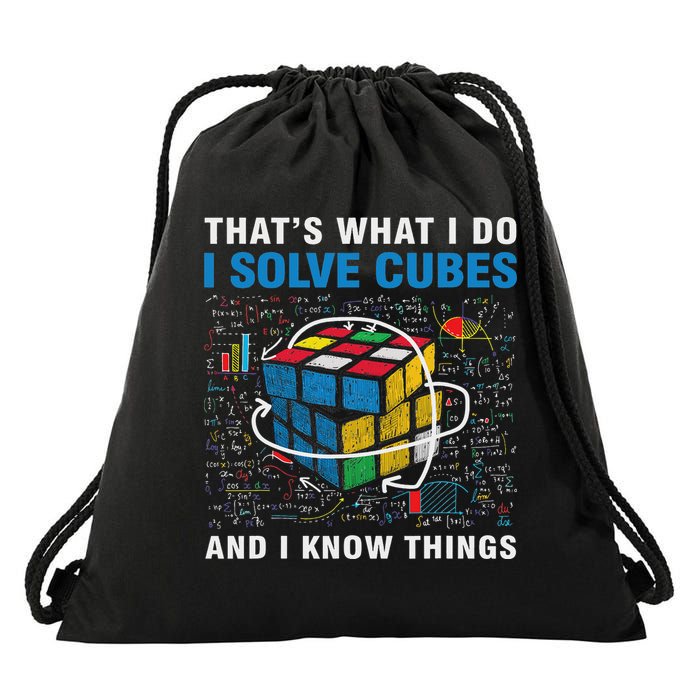 Competitive Puzzle I Solve Cubes And I Know Thing Cubing Drawstring Bag