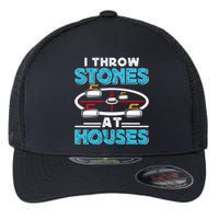 Curling Player I Throw Stones At Houses Curler Curling Gift Flexfit Unipanel Trucker Cap