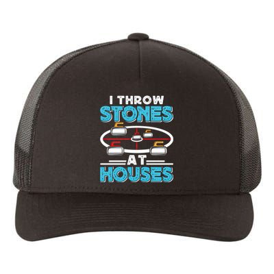 Curling Player I Throw Stones At Houses Curler Curling Gift Yupoong Adult 5-Panel Trucker Hat