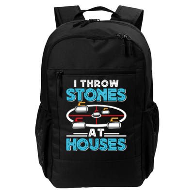 Curling Player I Throw Stones At Houses Curler Curling Gift Daily Commute Backpack