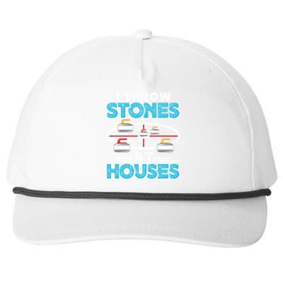 Curling Player I Throw Stones At Houses Curler Curling Gift Snapback Five-Panel Rope Hat