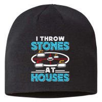 Curling Player I Throw Stones At Houses Curler Curling Gift Sustainable Beanie