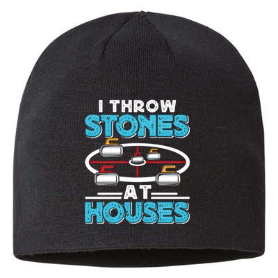 Curling Player I Throw Stones At Houses Curler Curling Gift Sustainable Beanie