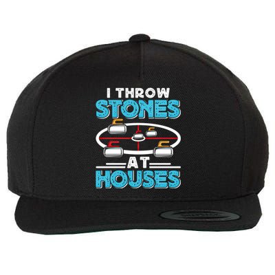 Curling Player I Throw Stones At Houses Curler Curling Gift Wool Snapback Cap