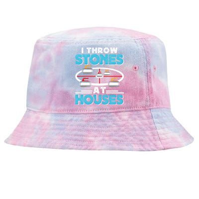 Curling Player I Throw Stones At Houses Curler Curling Gift Tie-Dyed Bucket Hat