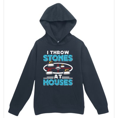 Curling Player I Throw Stones At Houses Curler Curling Gift Urban Pullover Hoodie