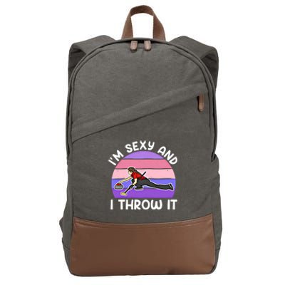 Curling Player IM Sexy And I Throw It Curler Funny Gift Cotton Canvas Backpack