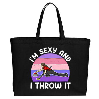 Curling Player IM Sexy And I Throw It Curler Funny Gift Cotton Canvas Jumbo Tote