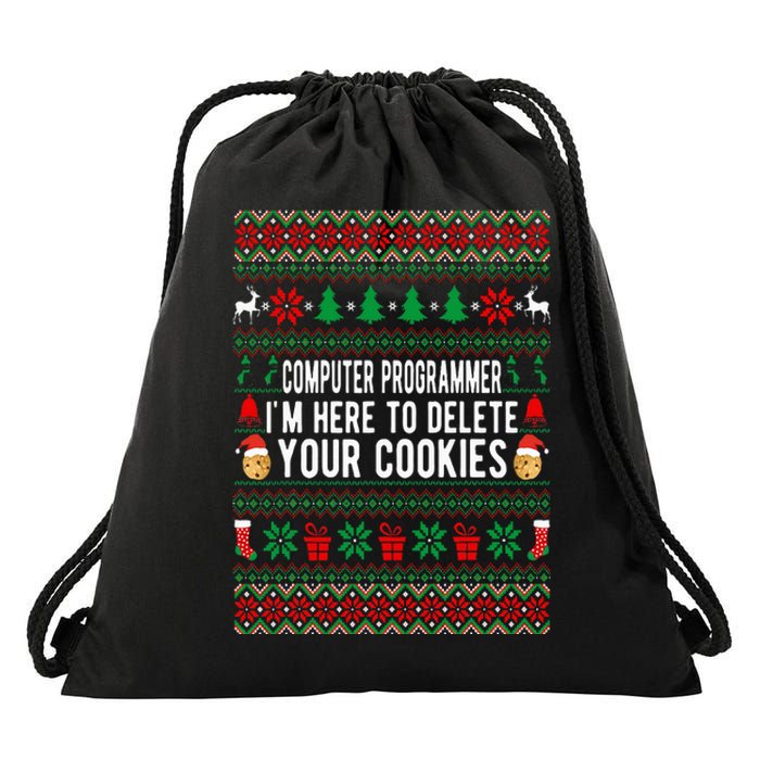 Computer Programmer I'm Here To Delete Your Cookies Xmas Drawstring Bag