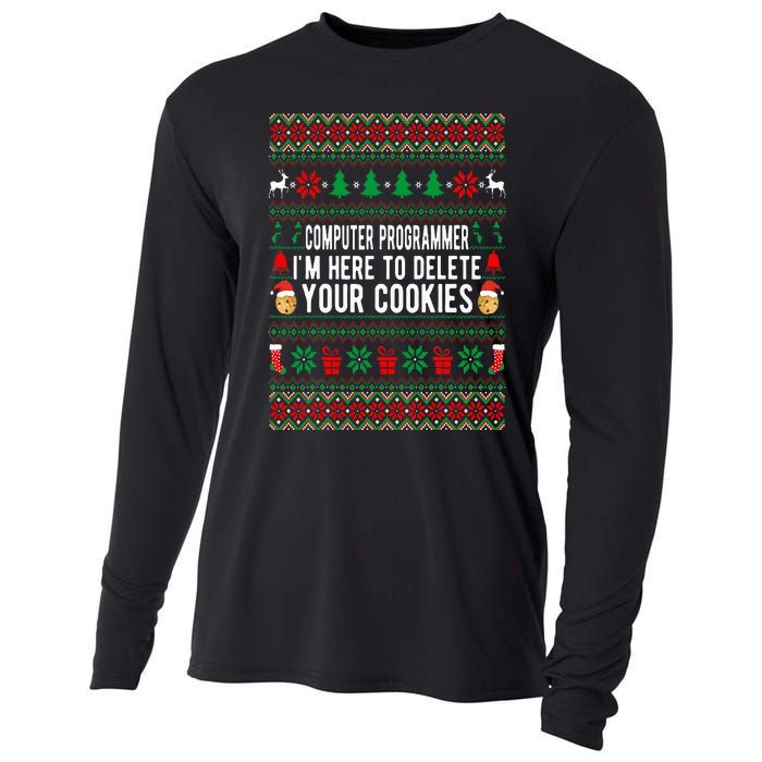 Computer Programmer I'm Here To Delete Your Cookies Xmas Cooling Performance Long Sleeve Crew