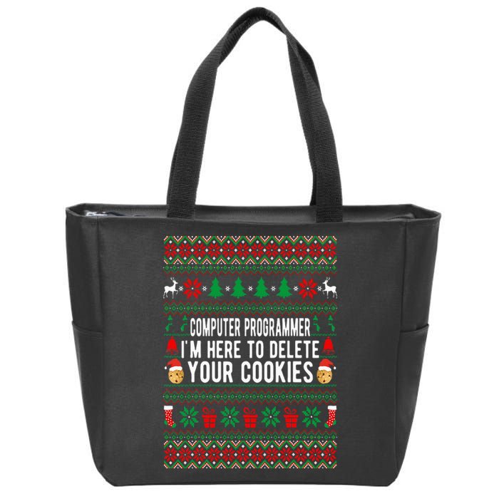 Computer Programmer I'm Here To Delete Your Cookies Xmas Zip Tote Bag