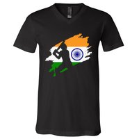 Cricket Patriotic India Sports Jersey V-Neck T-Shirt