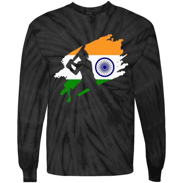 Cricket Patriotic India Sports Jersey Tie-Dye Long Sleeve Shirt