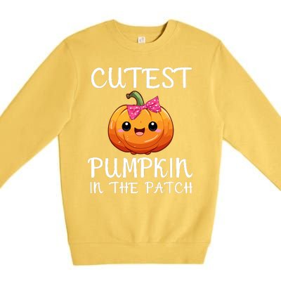 Cutest Pumpkin In The Patch Funny Halloween Thanksgiving Premium Crewneck Sweatshirt