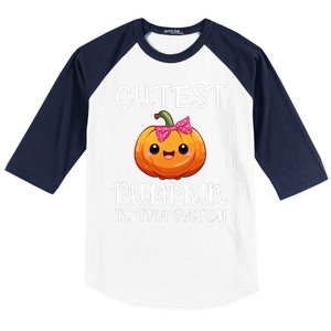 Cutest Pumpkin In The Patch Funny Halloween Thanksgiving Baseball Sleeve Shirt