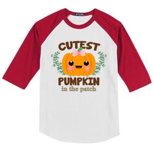 Cutest Pumpkin In The Patch October Kids Colorblock Raglan Jersey