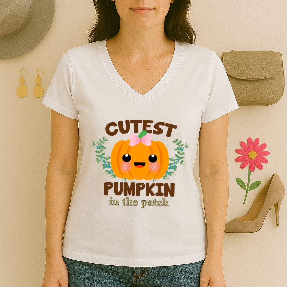 Cutest Pumpkin In The Patch October Women's V-Neck T-Shirt