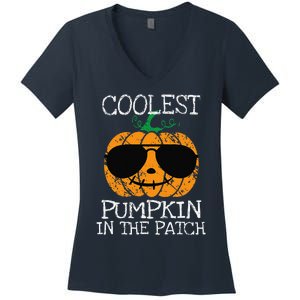 Coolest Pumpkin In The Patch Halloween Women's V-Neck T-Shirt