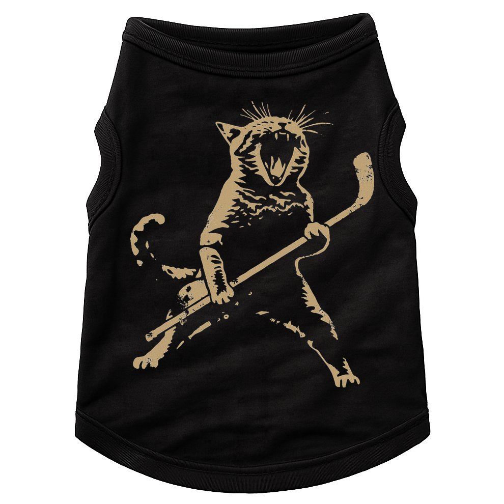 Cat Playing Ice Hockey Doggie Tank