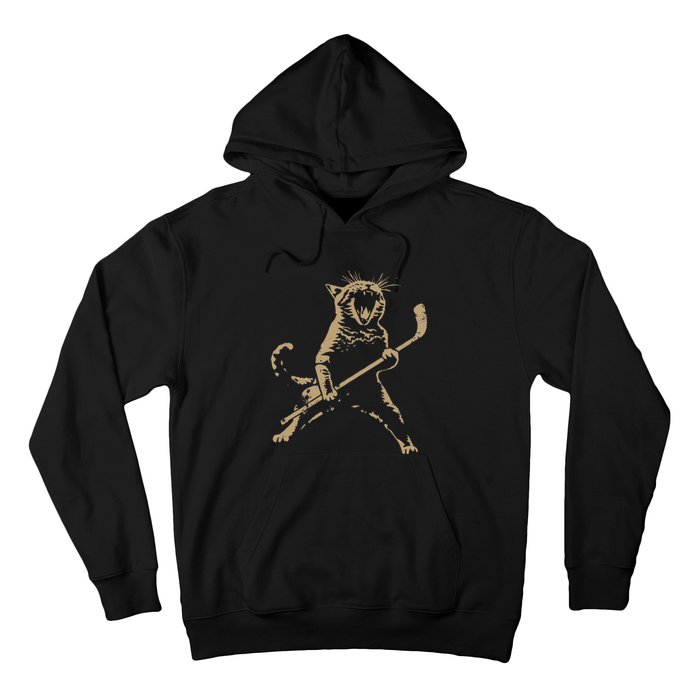 Cat Playing Ice Hockey Hoodie