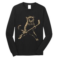 Cat Playing Ice Hockey Long Sleeve Shirt