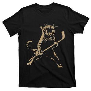 Cat Playing Ice Hockey T-Shirt