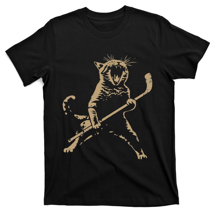 Cat Playing Ice Hockey T-Shirt