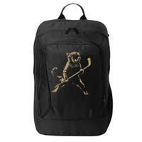 Cat Playing Ice Hockey City Backpack