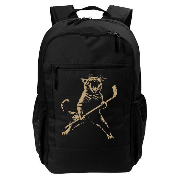 Cat Playing Ice Hockey Daily Commute Backpack