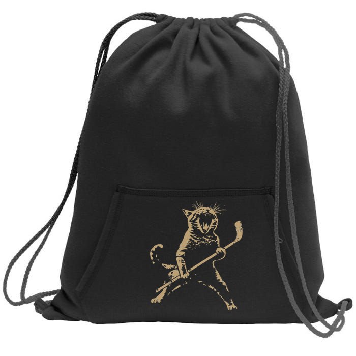 Cat Playing Ice Hockey Sweatshirt Cinch Pack Bag