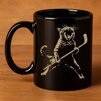 Cat Playing Ice Hockey 11oz C Handle Ceramic Mug