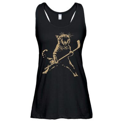 Cat Playing Ice Hockey Ladies Essential Flowy Tank