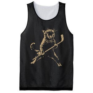 Cat Playing Ice Hockey Mesh Reversible Basketball Jersey Tank