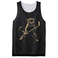 Cat Playing Ice Hockey Mesh Reversible Basketball Jersey Tank