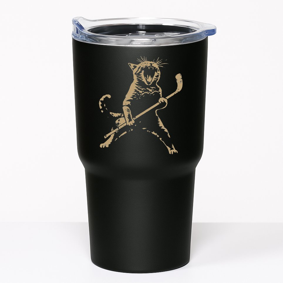 Cat Playing Ice Hockey Tumbler