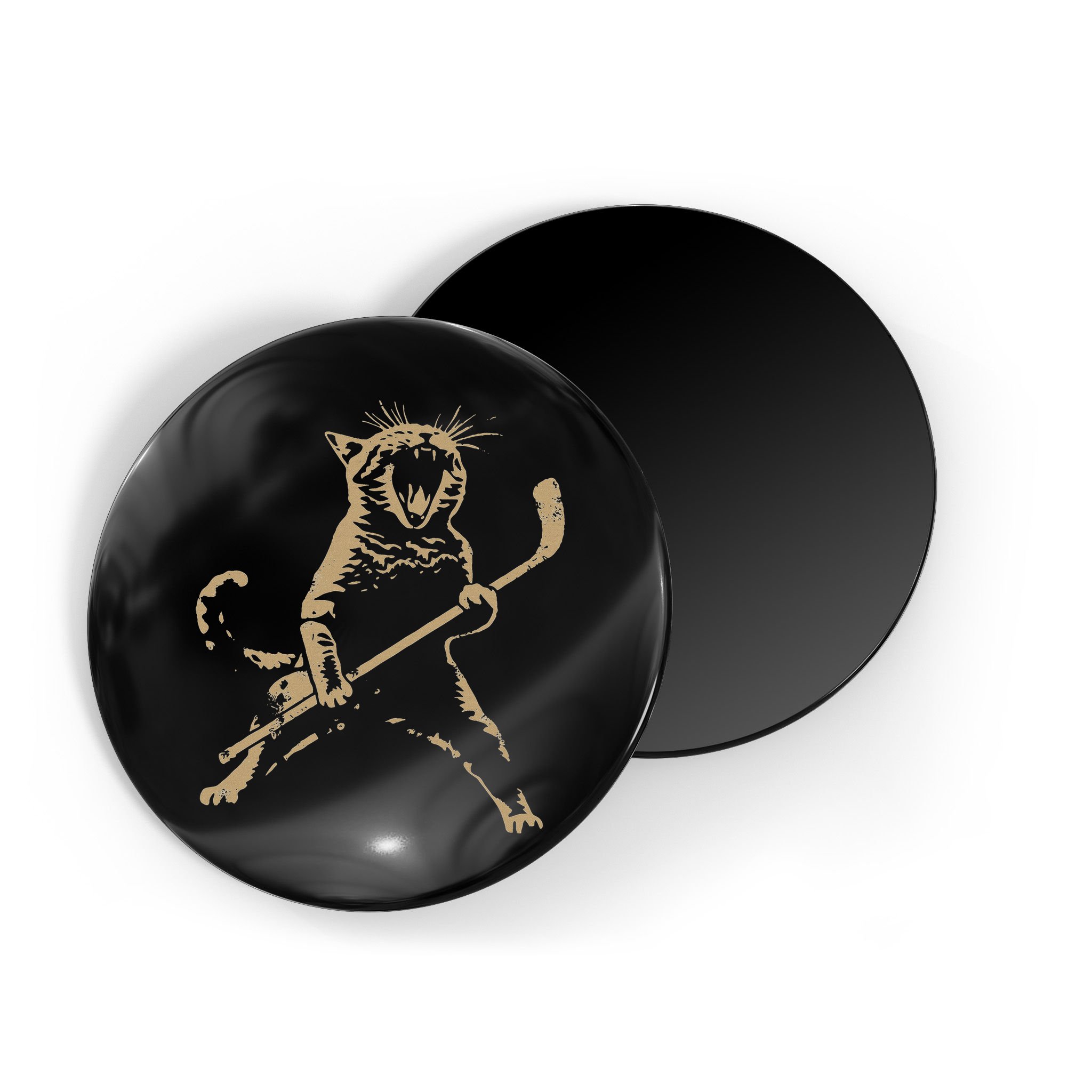 Cat Playing Ice Hockey Magnet