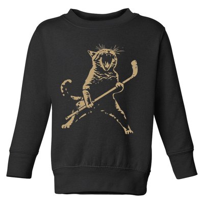 Cat Playing Ice Hockey Toddler Sweatshirt