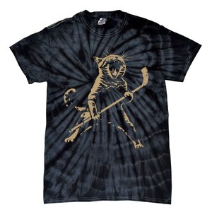 Cat Playing Ice Hockey Tie-Dye T-Shirt