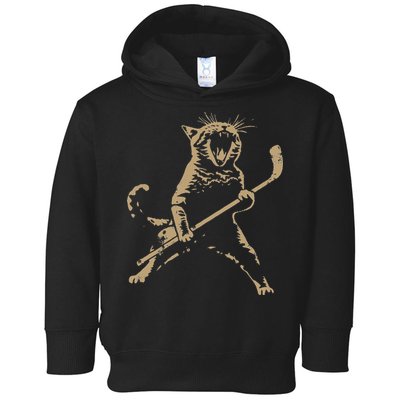 Cat Playing Ice Hockey Toddler Hoodie