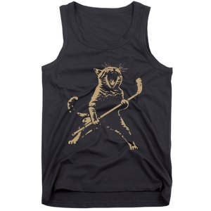 Cat Playing Ice Hockey Tank Top