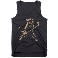 Cat Playing Ice Hockey Tank Top