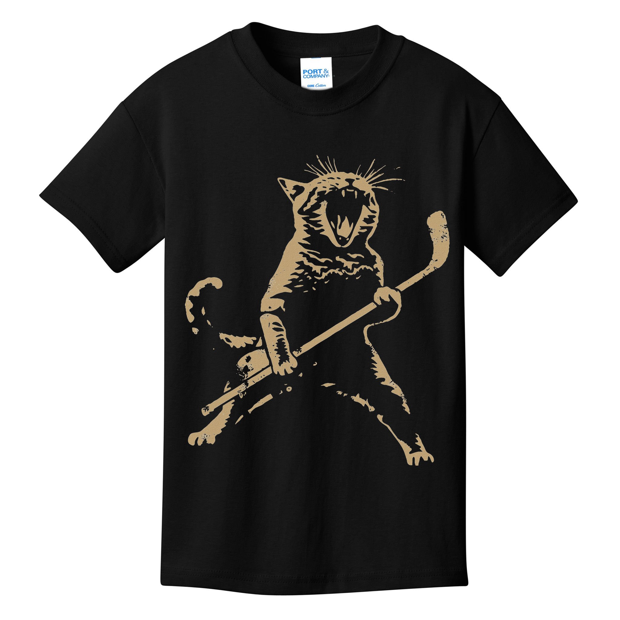 Cat Playing Ice Hockey Kids T-Shirt