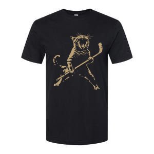 Cat Playing Ice Hockey Softstyle CVC T-Shirt