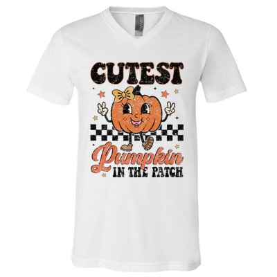 Cutest Pumpkin In The Patch Happy Halloween V-Neck T-Shirt