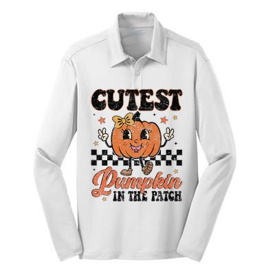 Cutest Pumpkin In The Patch Happy Halloween Silk Touch Performance Long Sleeve Polo