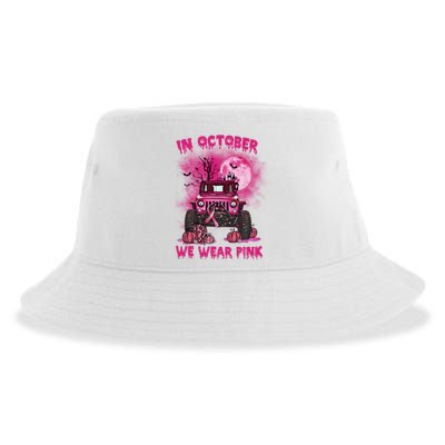 Car Pumpkin In October We Wear Pink Breast Cancer Halloween Costume Sustainable Bucket Hat