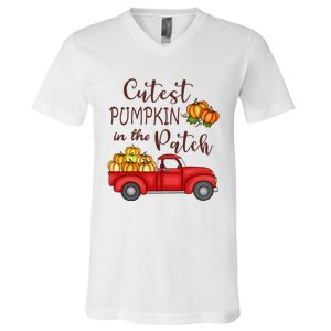 Cutest Pumpkin in The Patch Fall Halloween V-Neck T-Shirt